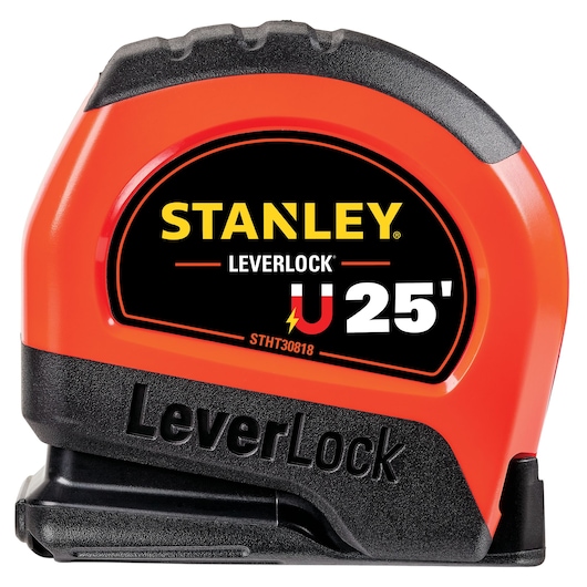25 FOOT HIGH VISIBILITY MAGNETIC LEVER LOCK TAPE MEASURE.
