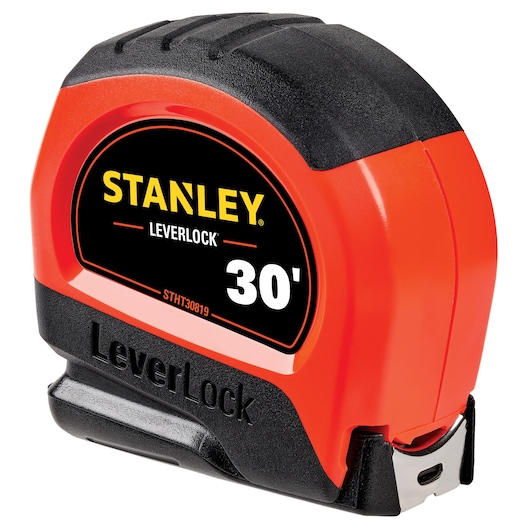 Profile of 30 FOOT HIGH VISIBILITY LEVER LOCK TAPE MEASURE.